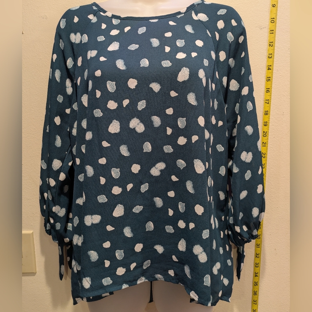 Papermoon Blue and White Spotted Blouse Size Large